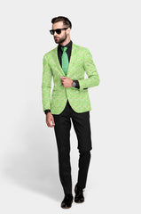 Pixie Green Men's Party Jacquard Suit Jacket Slim Fit Blazer