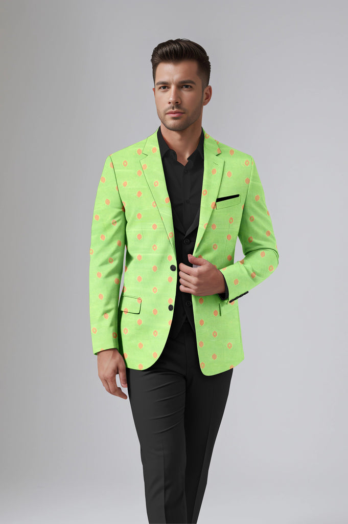 Light Green Men's Party Jacquard Suit Jacket Slim Fit Blazer