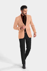 Light Salmon Men's Party Jacquard Suit Jacket Slim Fit Blazer