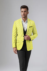 Yellow Men's Party Jacquard Suit Jacket Slim Fit Blazer