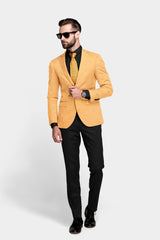 Orange Men's Party Jacquard Suit Jacket Slim Fit Blazer