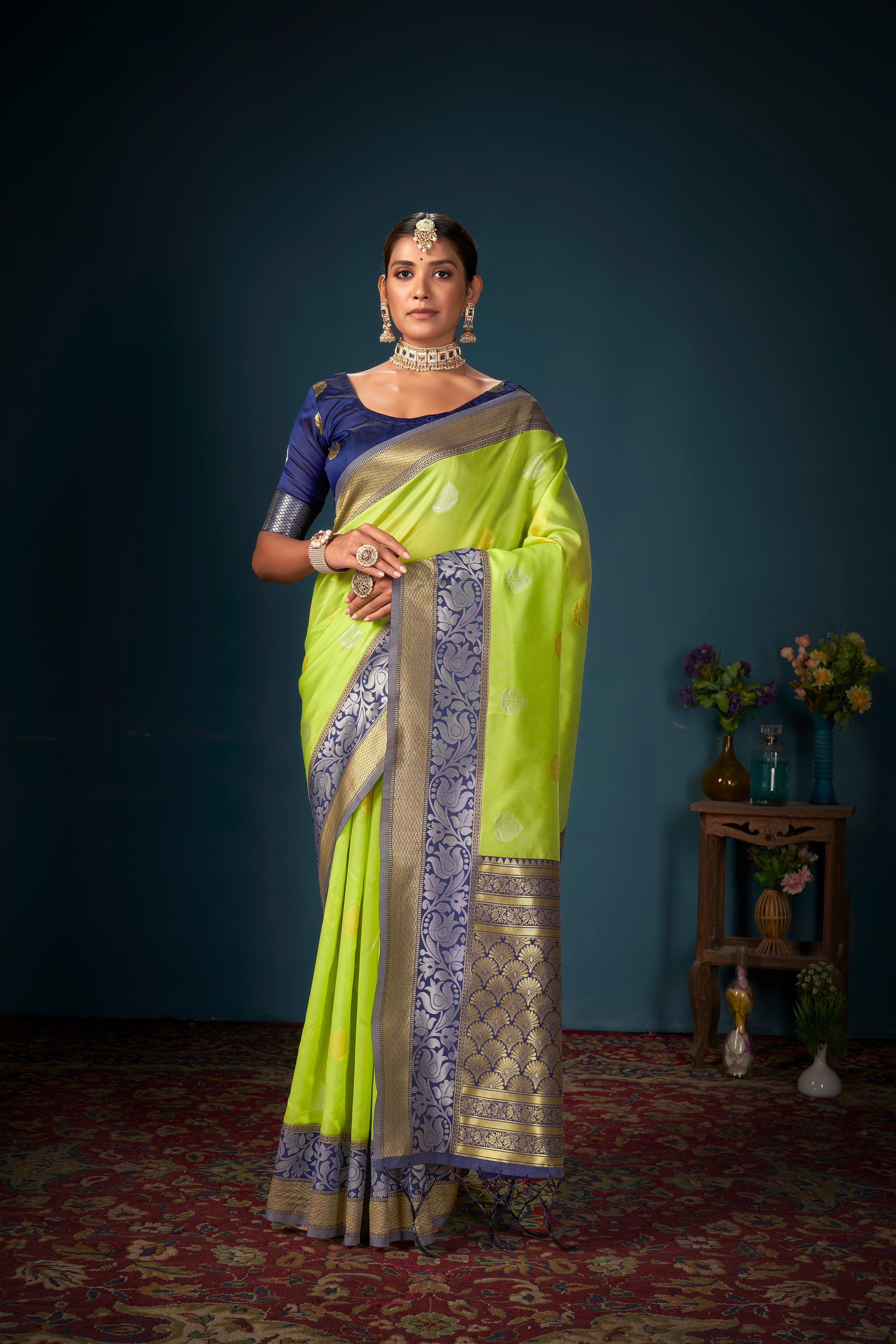 Green Banarasi Art Silk Woven Saree