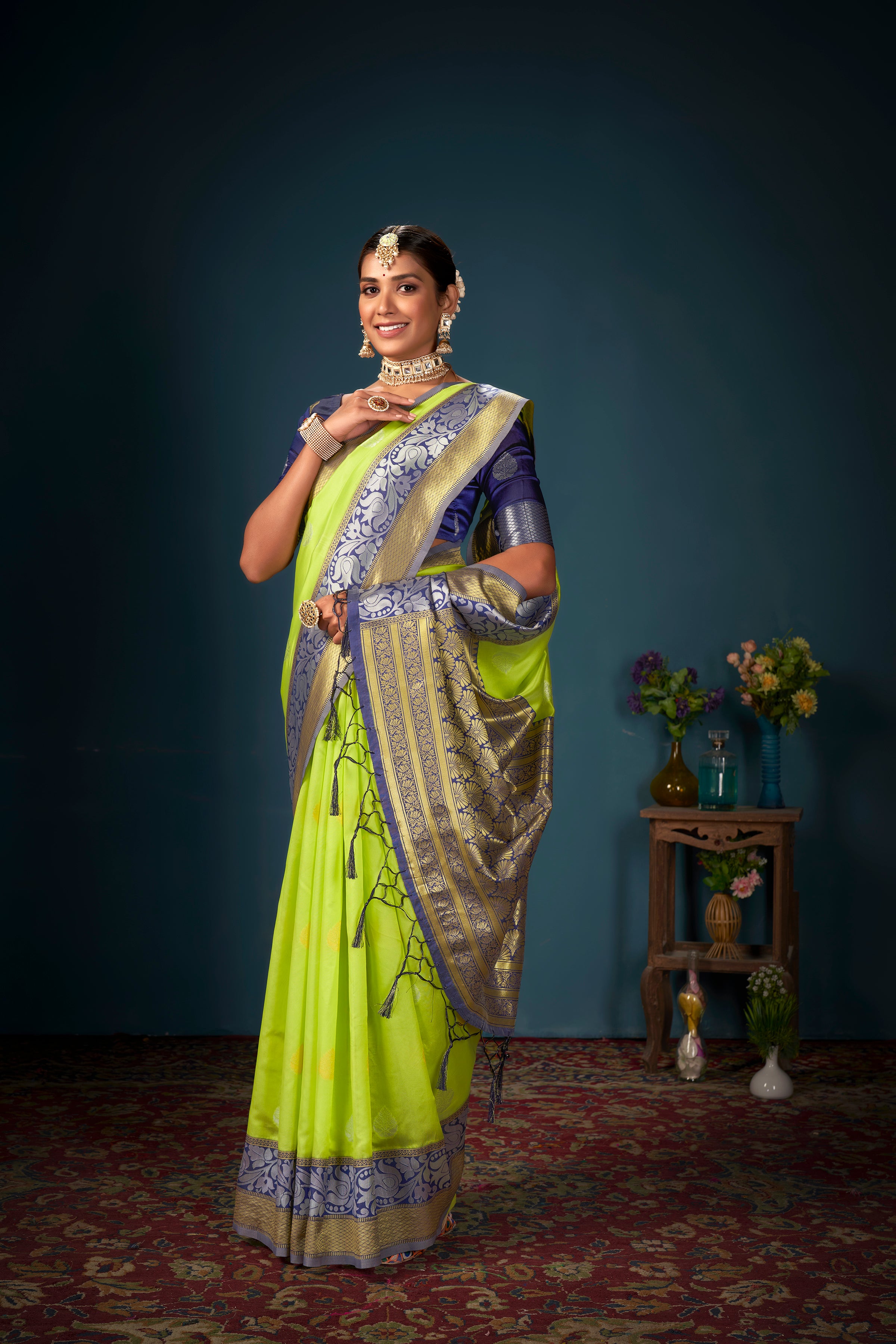 Green Banarasi Art Silk Woven Saree