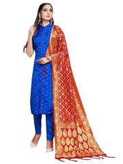 Straight Suit Ceremonial Blue Blue Salwarsuits Banarasi Art Silk Blue