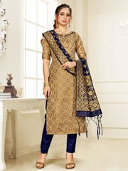 Gold Cotton Silk Woven Salwar Suit