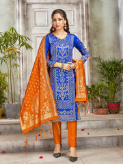 Trendy Suit Royal Blue Color Banarasi Art Silk Woven Dress For Engagement