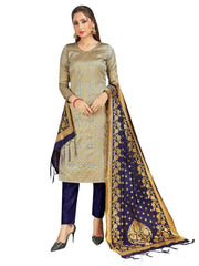 Trendy Suit Gray Color Banarasi Art Silk Woven Dress For Engagement