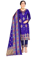 Designer Suit Blue Color Banarasi Art Silk Woven Dress For Festival