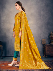 Trendy Suit Mustard Color Banarasi Art Silk Woven Dress For Party