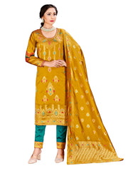 Trendy Suit Mustard Color Banarasi Art Silk Woven Dress For Party