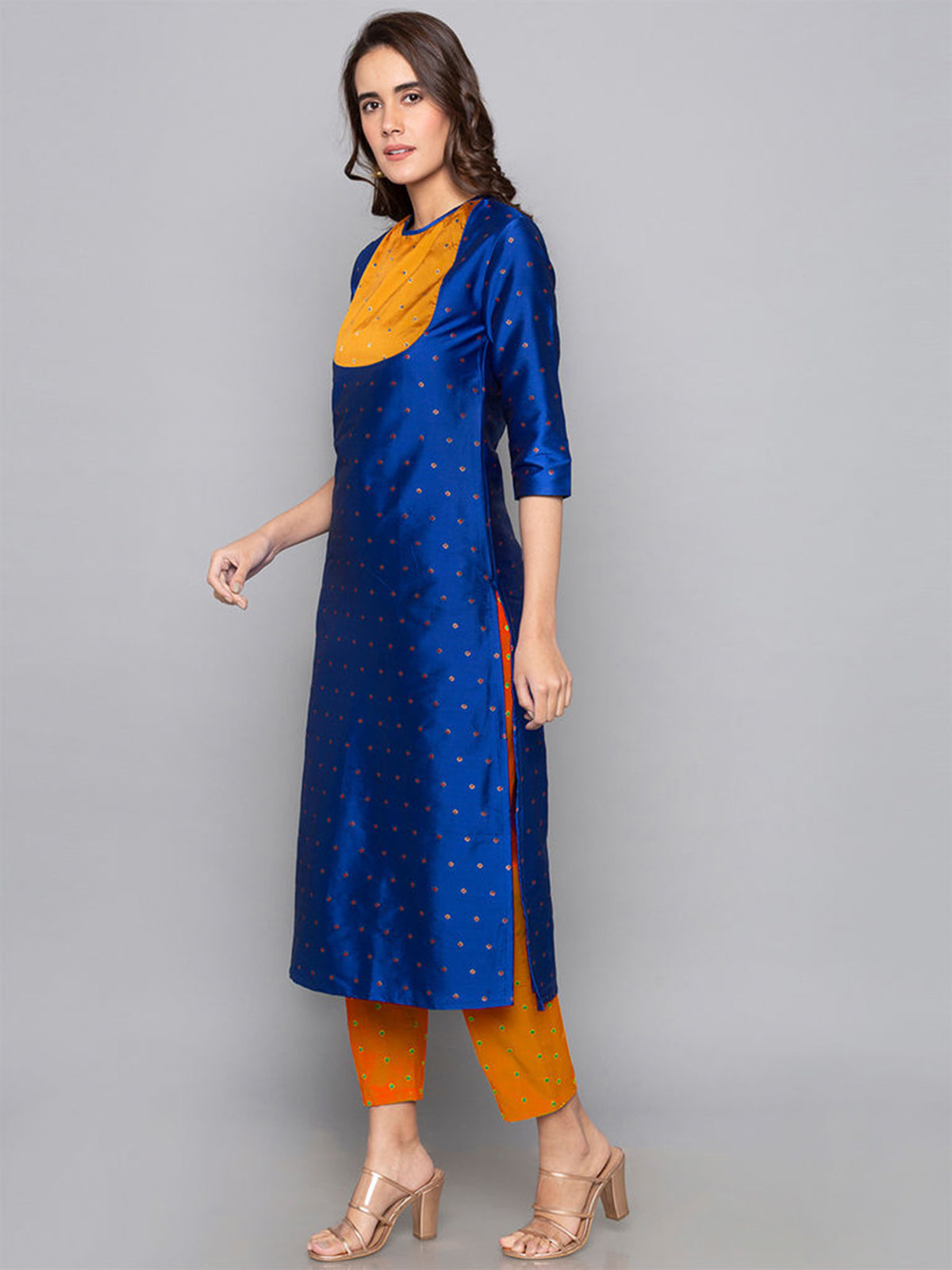 Designer Kurtis Blue Color Art Silk Woven Dress For  Diwali