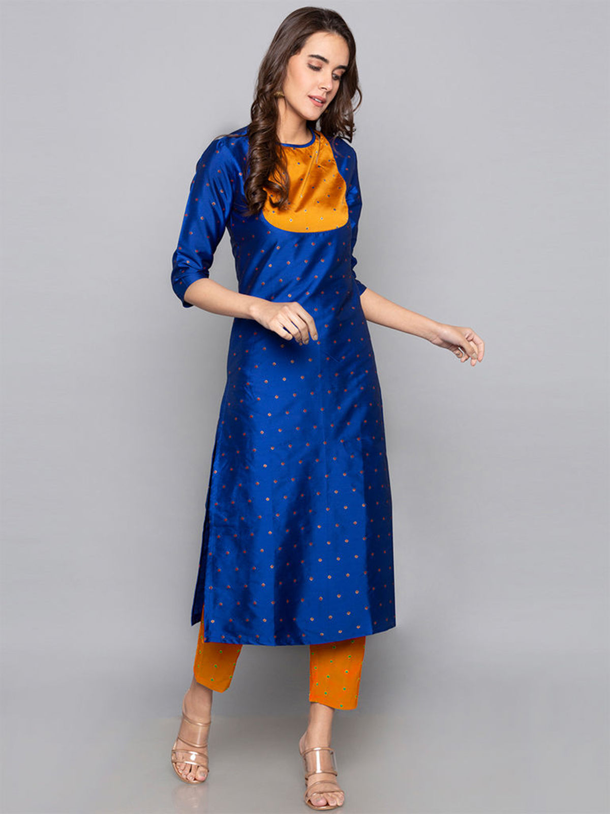 Designer Kurtis Blue Color Art Silk Woven Dress For  Diwali