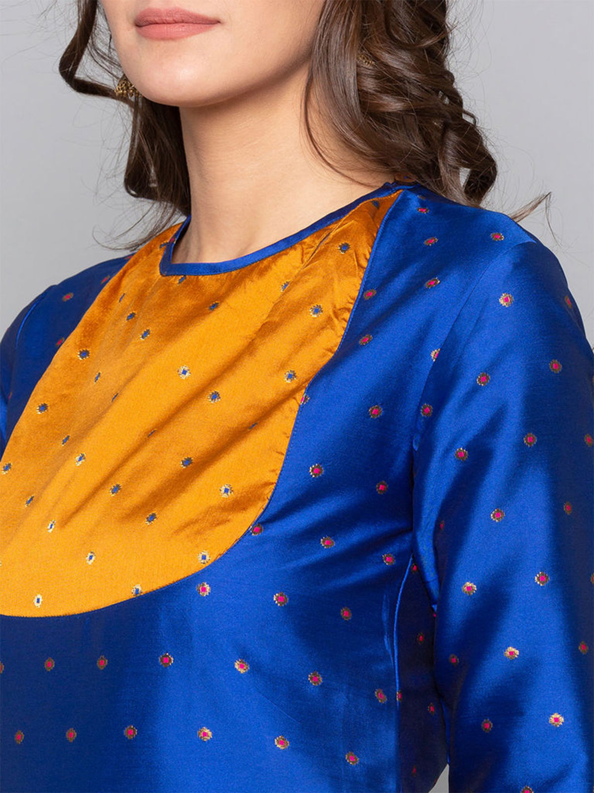 Designer Kurtis Blue Color Art Silk Woven Dress For  Diwali