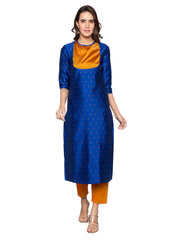 Designer Kurtis Blue Color Art Silk Woven Dress For  Diwali