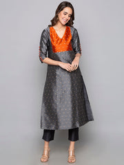 Designer Kurtis Grey Color Art Silk Woven Dress For  Diwali