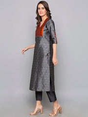 Designer Kurtis Grey Color Art Silk Woven Dress For  Diwali