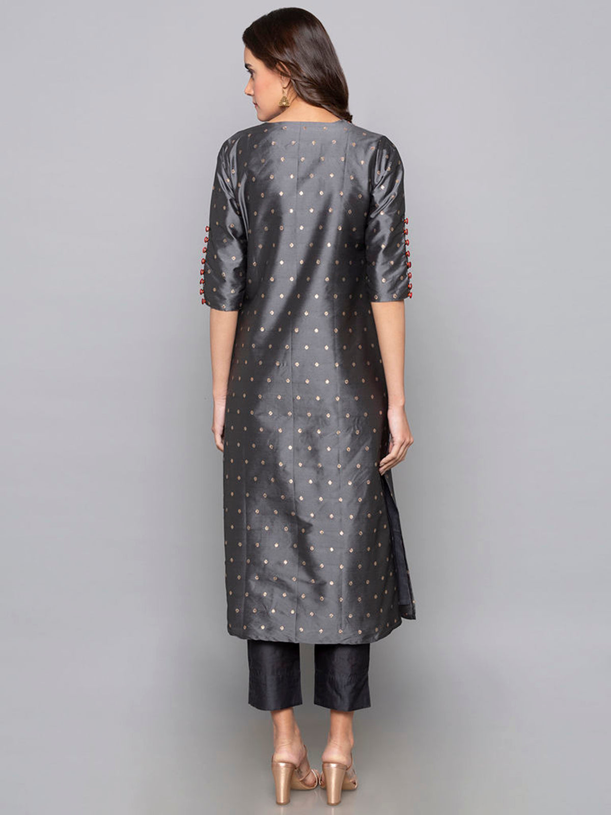 Designer Kurtis Grey Color Art Silk Woven Dress For  Diwali