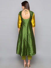 Designer Kurtis Green Color Art Silk Woven Dress For  Diwali