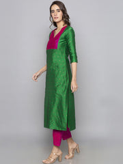 Designer Kurtis Green Color Art Silk Woven Dress For  Diwali