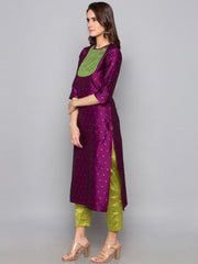 Designer Kurtis Purple Color Art Silk Woven Dress For  Diwali