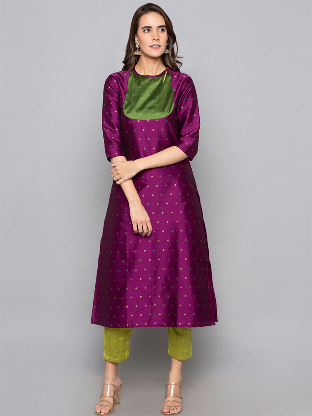 Designer Kurtis Purple Color Art Silk Woven Dress For  Diwali