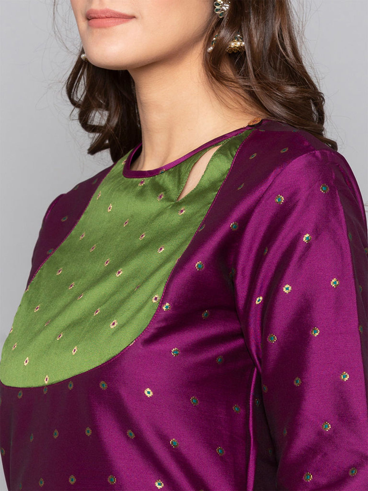 Designer Kurtis Purple Color Art Silk Woven Dress For  Diwali