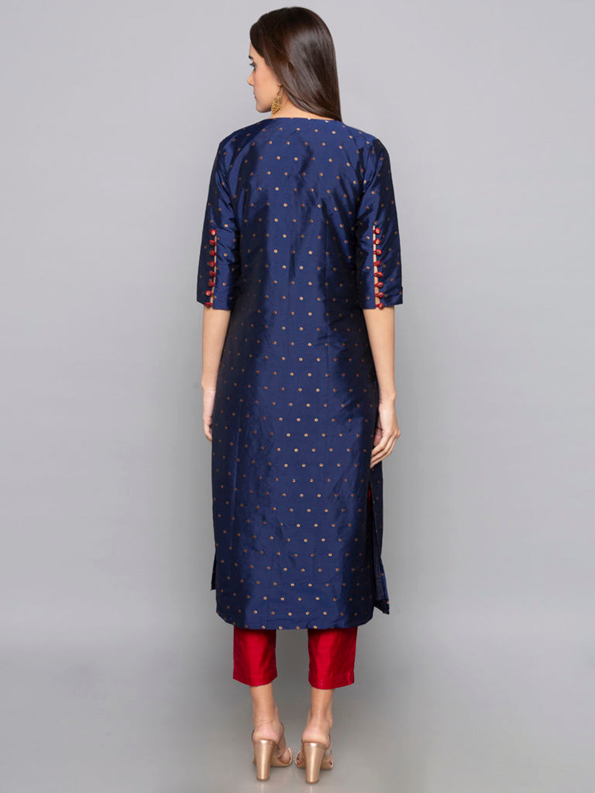 Designer Kurtis Navy Blue Color Art Silk Woven Dress For  Diwali