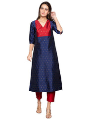 Designer Kurtis Navy Blue Color Art Silk Woven Dress For  Diwali