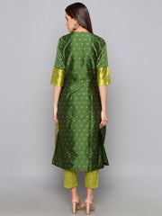 Designer Kurtis Green Color Art Silk Woven Dress For  Diwali