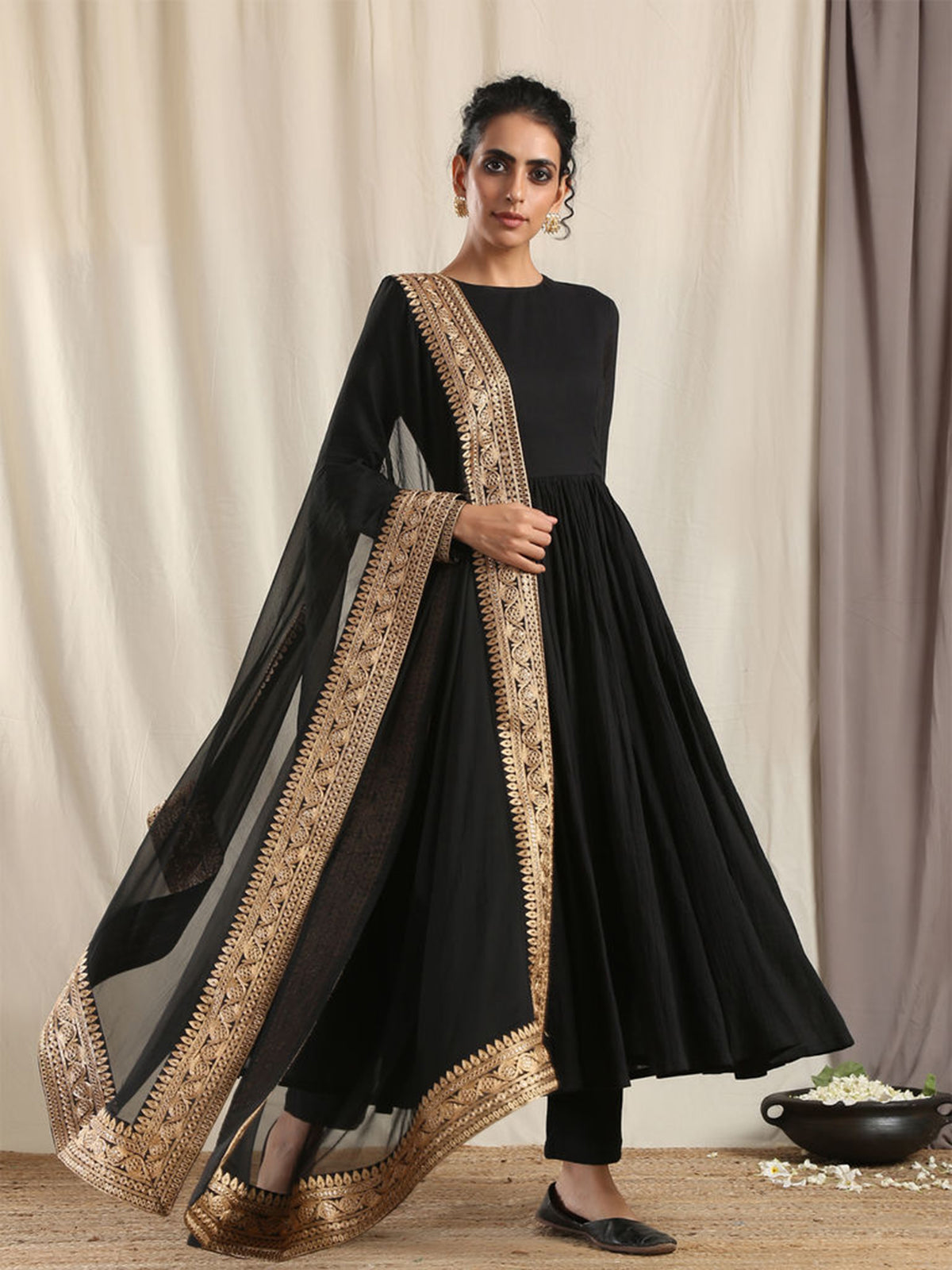 Kurta Set Black Color Rayon Embroidered Dress For  Pooja 