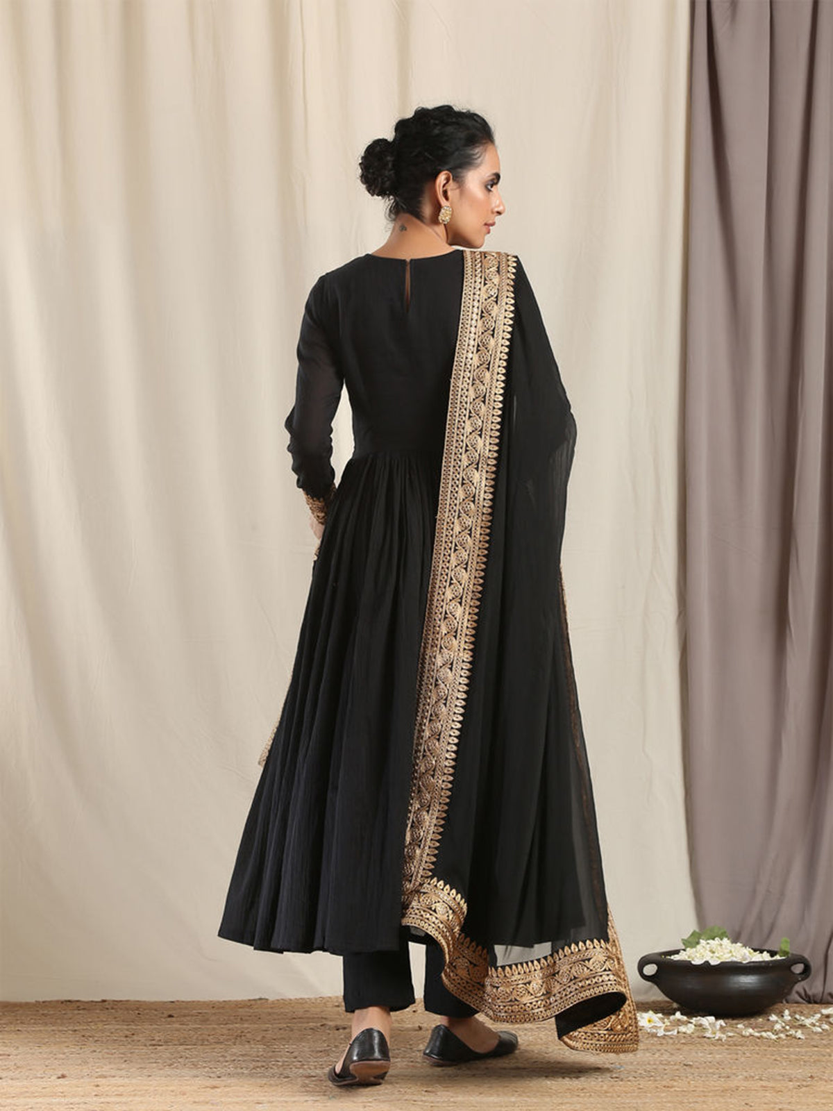 Kurta Set Black Color Rayon Embroidered Dress For  Pooja 