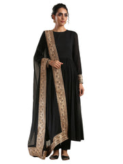 Kurta Set Black Color Rayon Embroidered Dress For  Pooja 