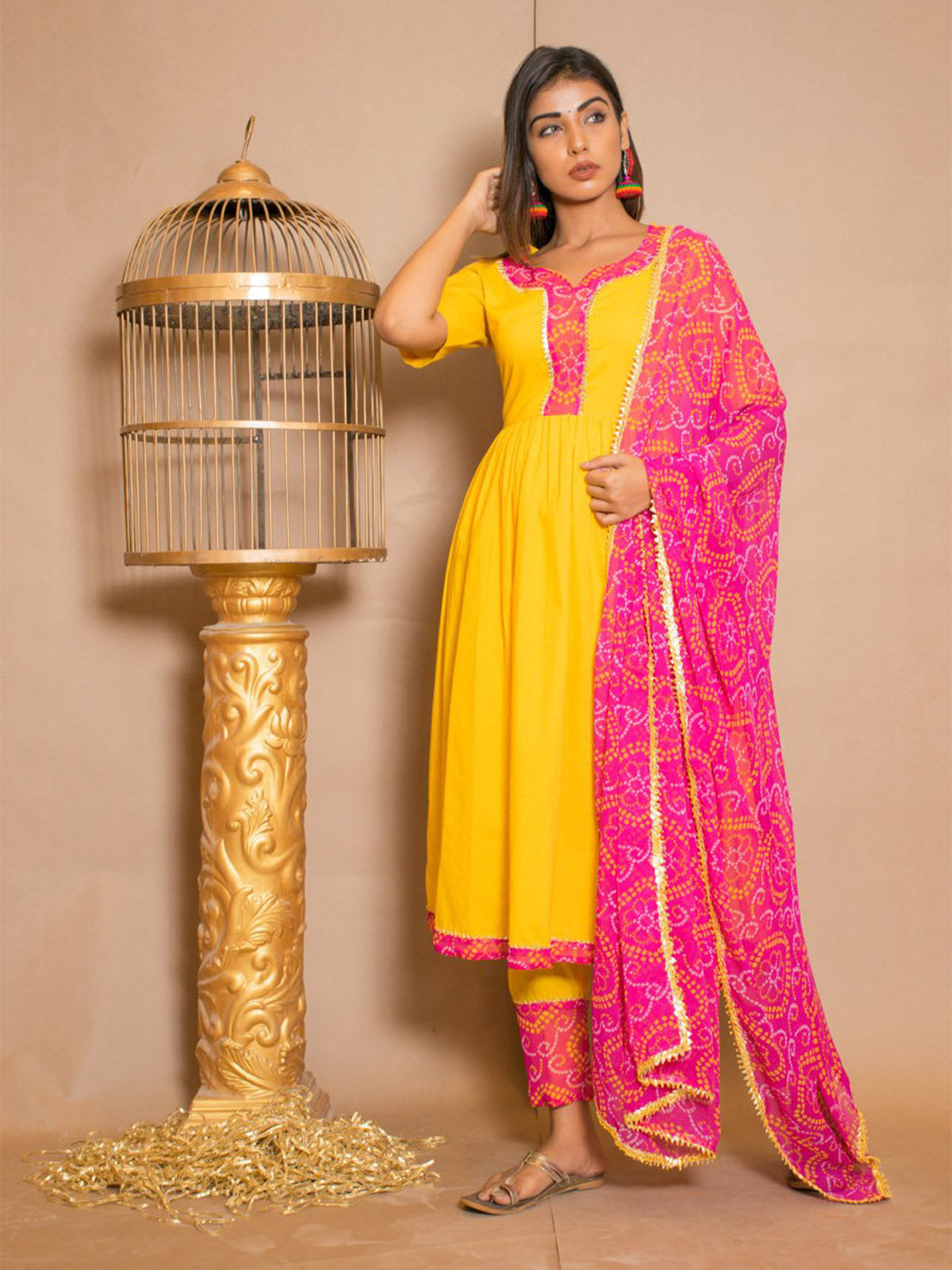 Kurta Set Yellow Color Rayon Printed Dress For  Pooja 