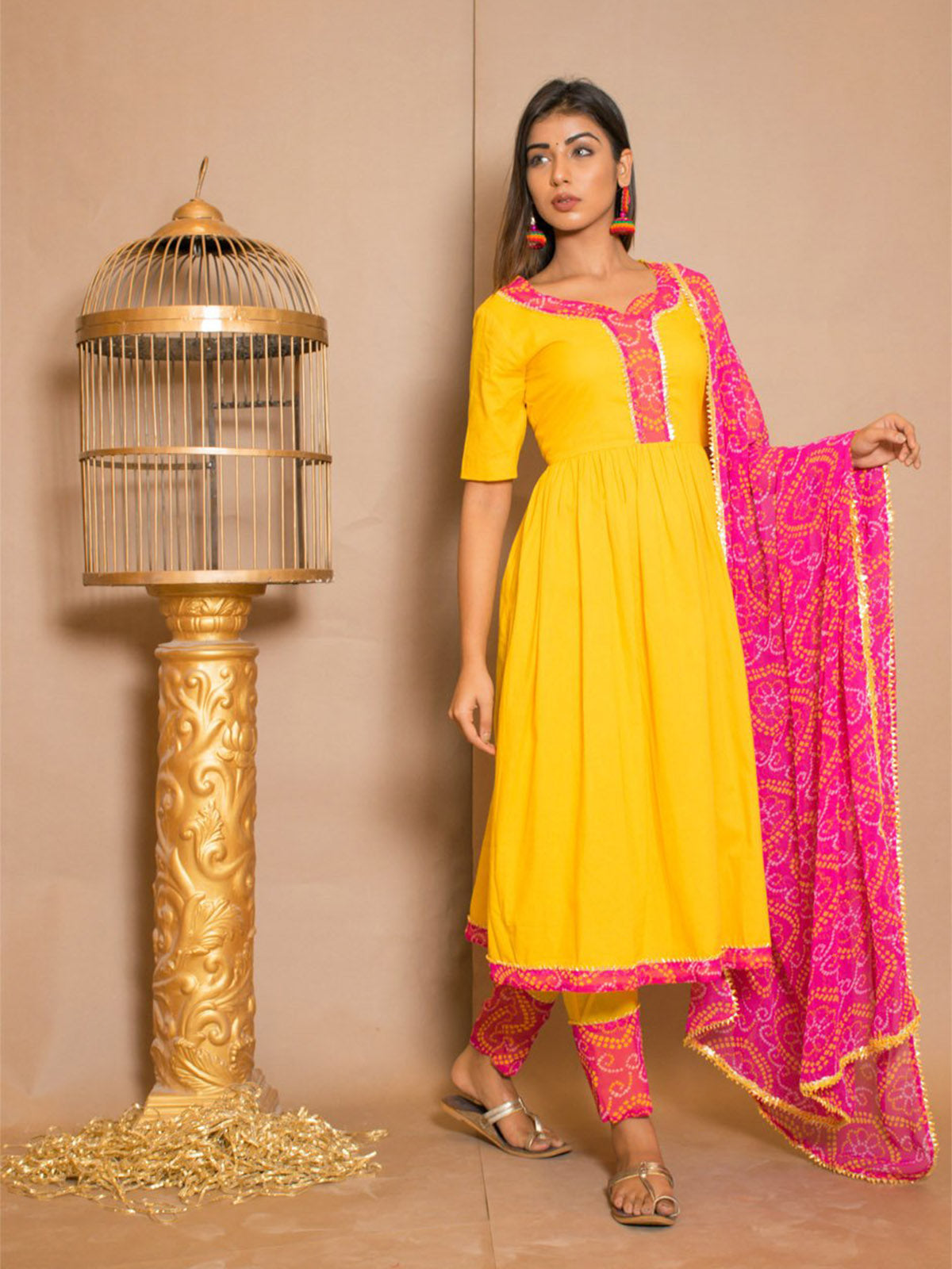 Kurta Set Yellow Color Rayon Printed Dress For  Pooja 