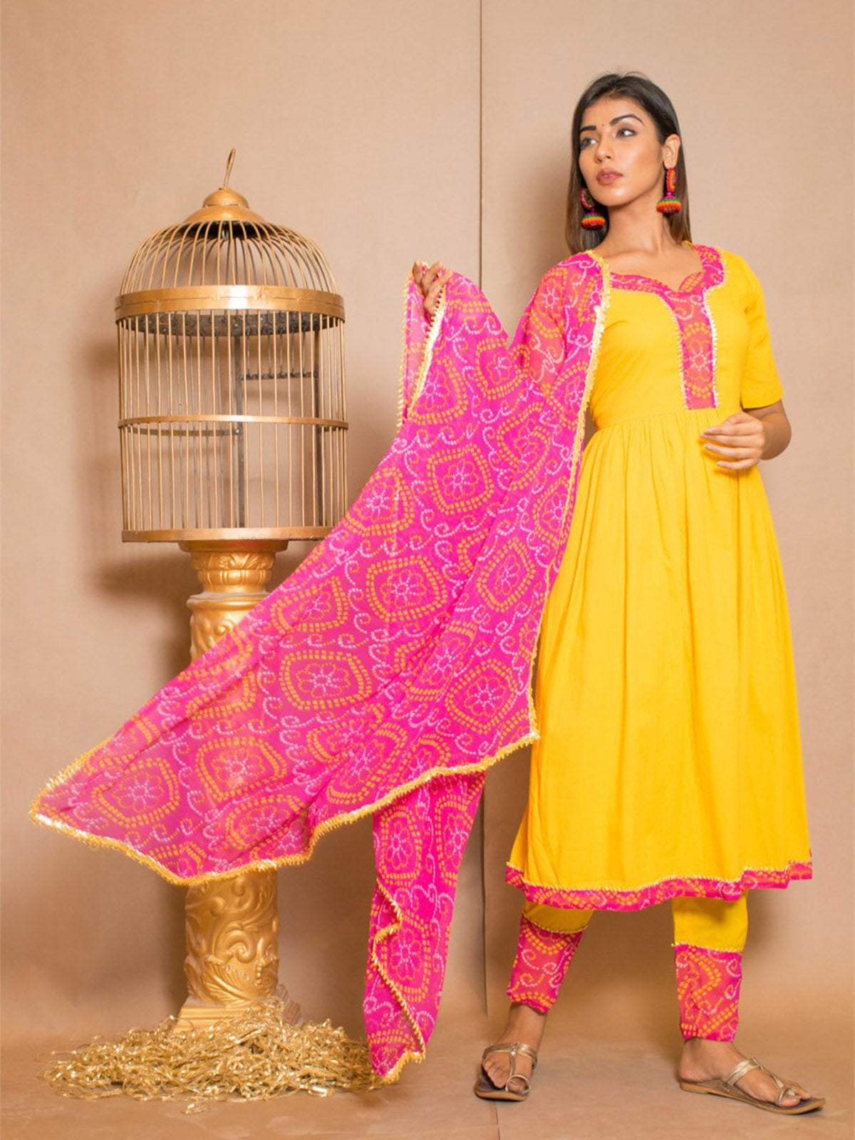 Kurta Set Yellow Color Rayon Printed Dress For  Pooja 