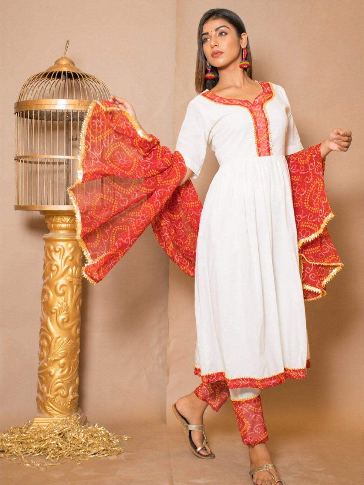 Kurta Set White Color Rayon Printed Dress For  Pooja 