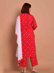 Kurta Set Red Color Rayon Printed Dress For  Pooja 