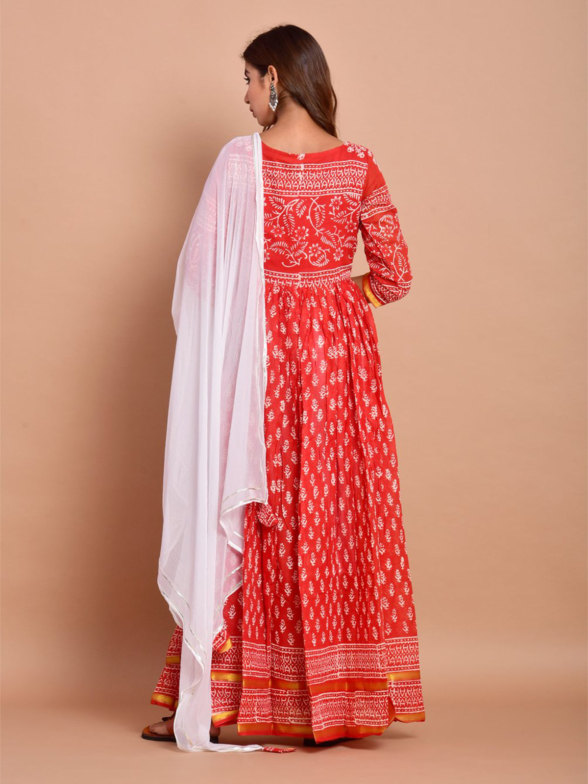 Kurta Set Red Color Rayon Printed Dress For  Pooja 