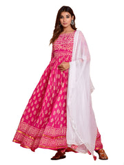 Kurta Set Pink Color Rayon Printed Dress For  Pooja 