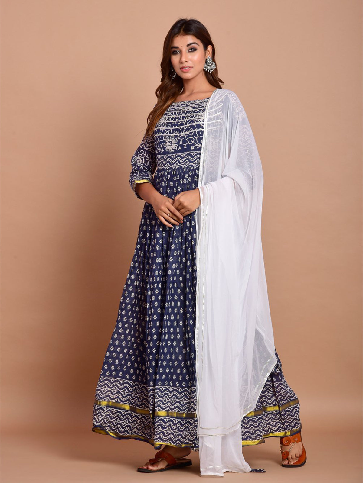 Kurta Set Navy Blue Color Rayon Printed Dress For  Pooja 