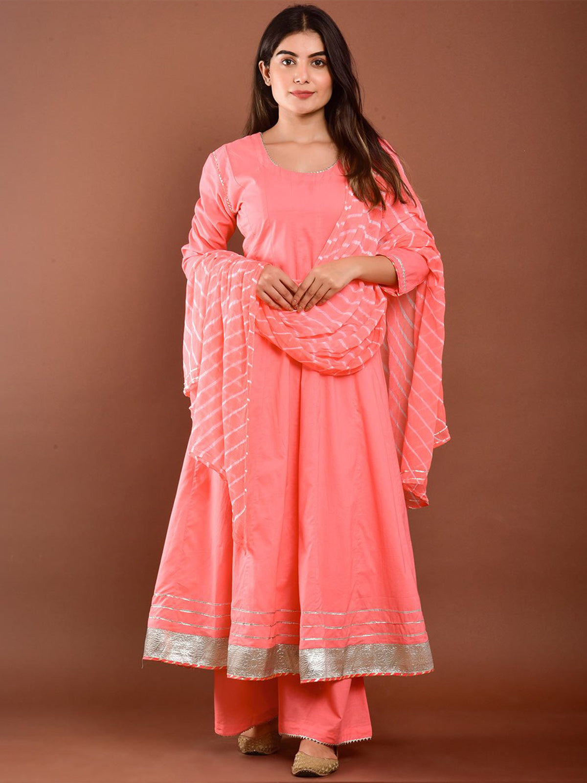 Peach Color Printed Rayon Kurti With Plazzo And Dupatta For Ceremonial