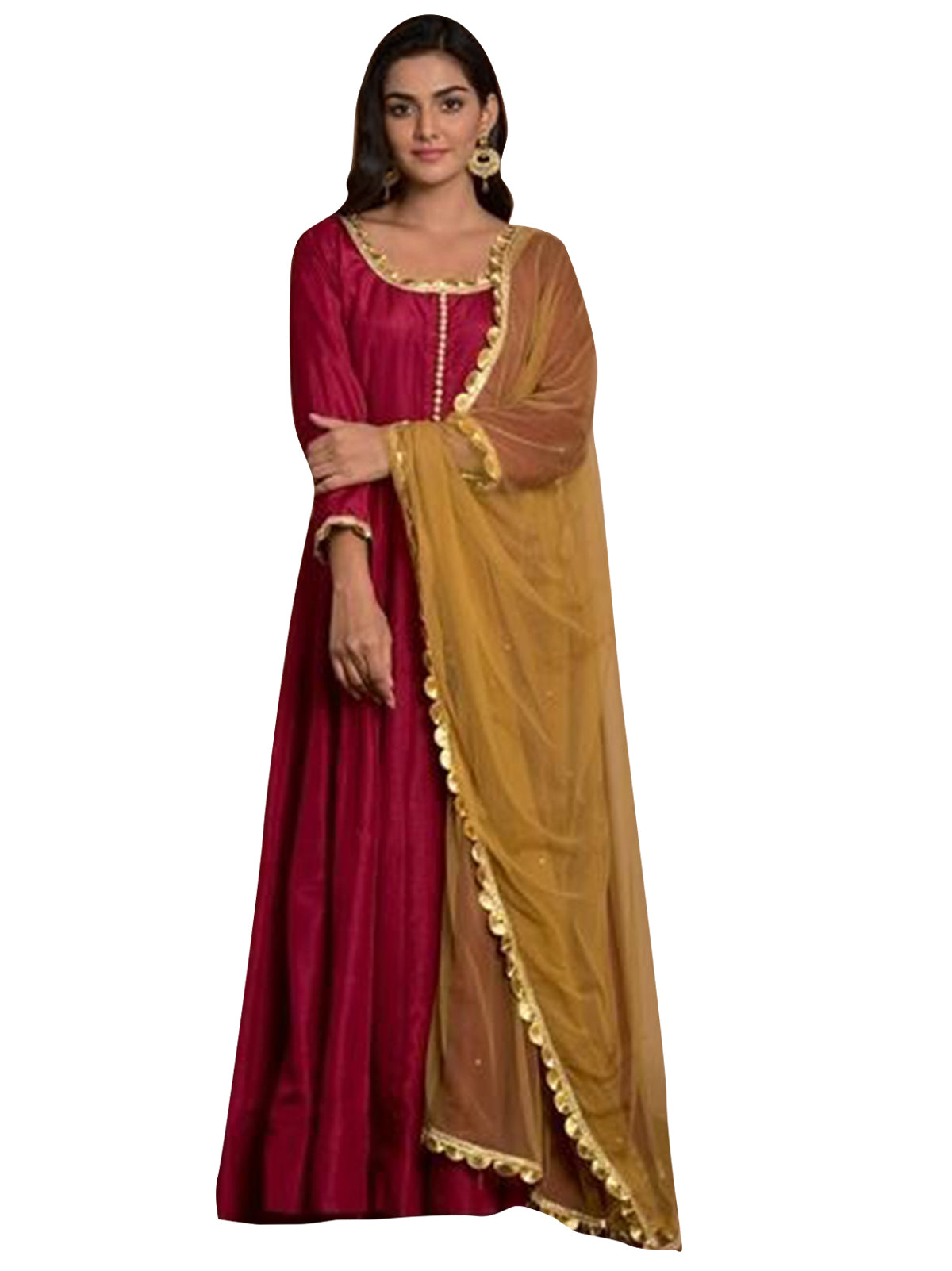 Casual Kurti Maroon Color Art Silk Embellished Dress For  Casual