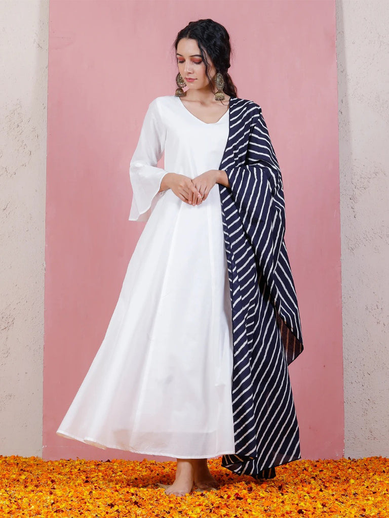 White Color Printed Rayon Kurti With Pant And Dupatta For Engagement