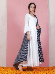 White Color Printed Rayon Kurti With Pant And Dupatta For Engagement