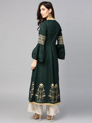 Casual Kurti Green Color Rayon Foil Printed Dress For  Casual