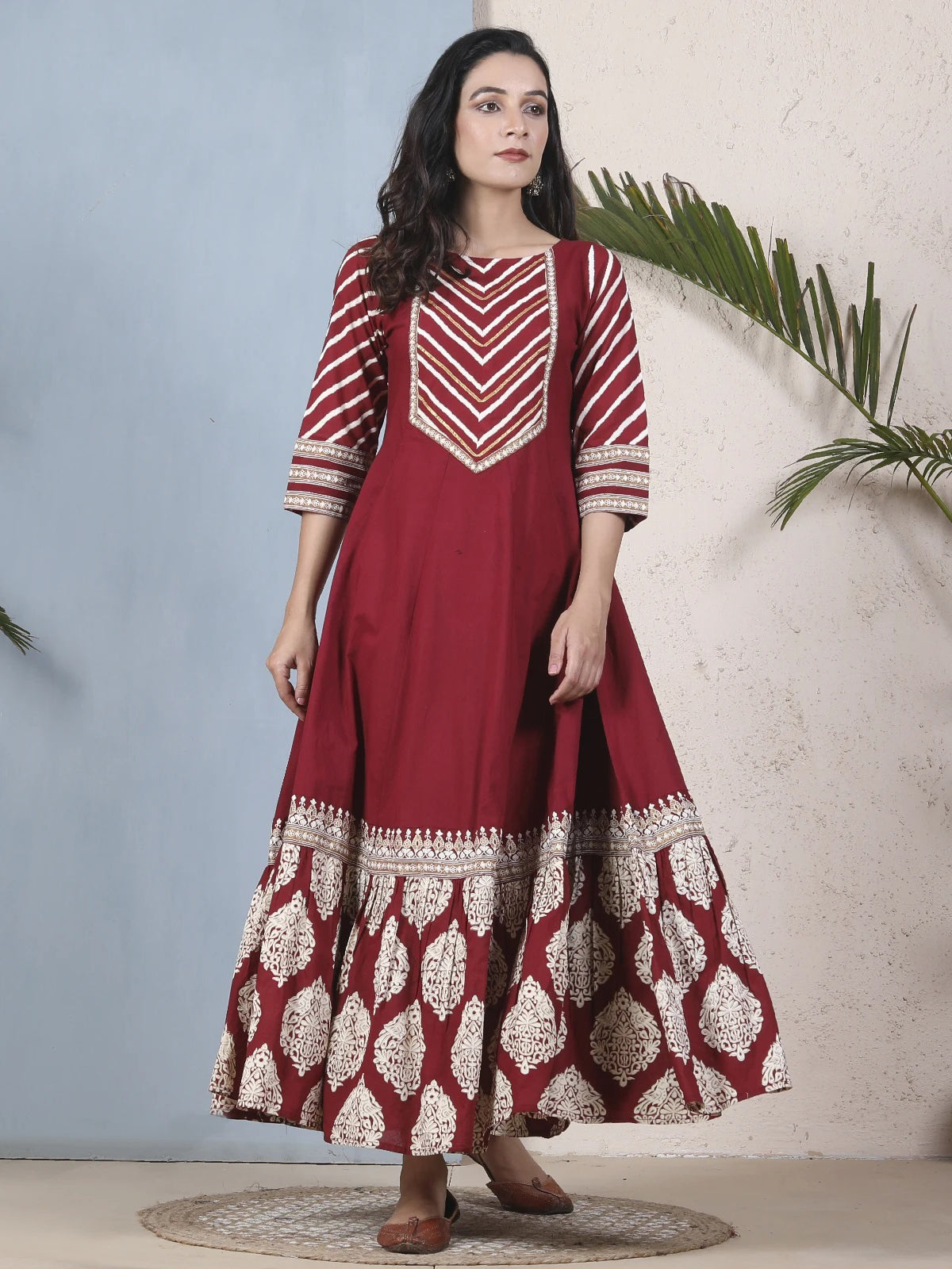 Casual Kurti Maroon Color Rayon Printed Dress For  Casual