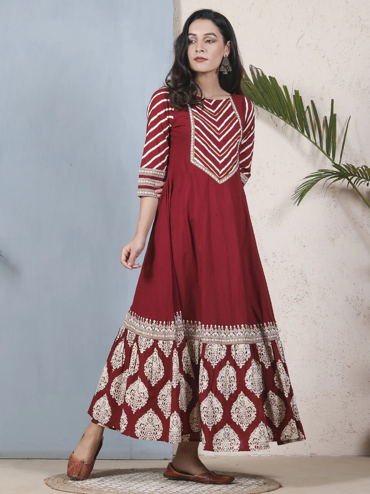 Casual Kurti Maroon Color Rayon Printed Dress For  Casual