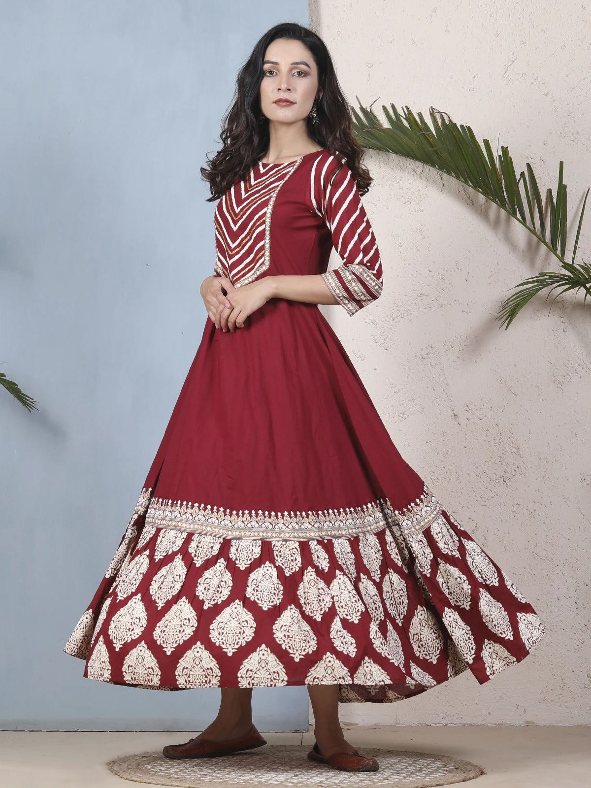 Casual Kurti Maroon Color Rayon Printed Dress For  Casual