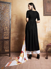 Casual Kurti Black Color Rayon Printed Dress For  Casual