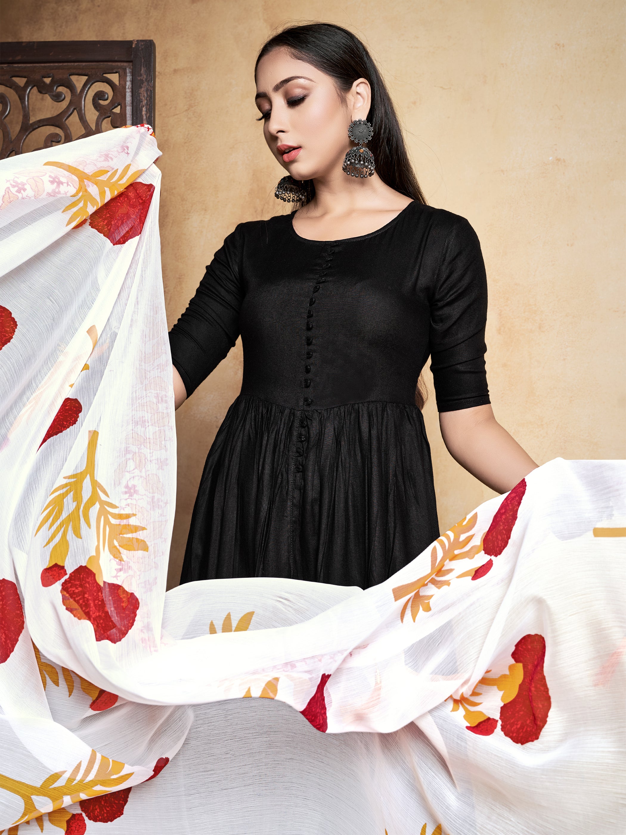 Casual Kurti Black Color Rayon Printed Dress For  Casual